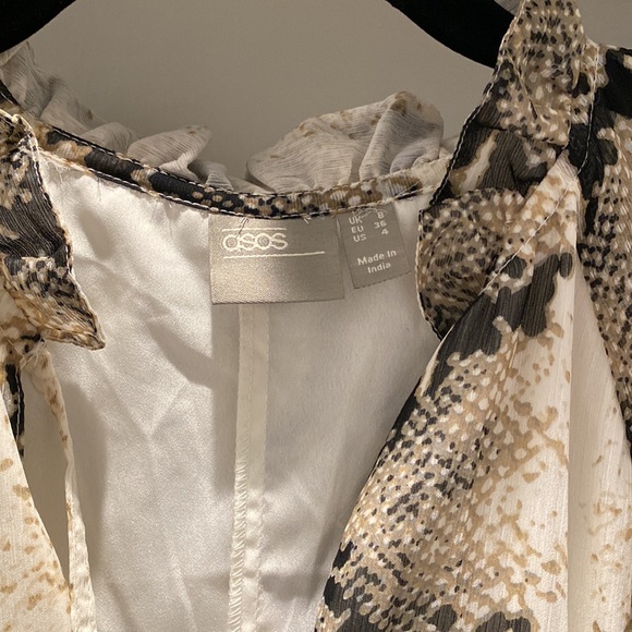 ASOS DESIGN pleated trapeze midi dress in snake print with tie neck - Picture 3 of 8